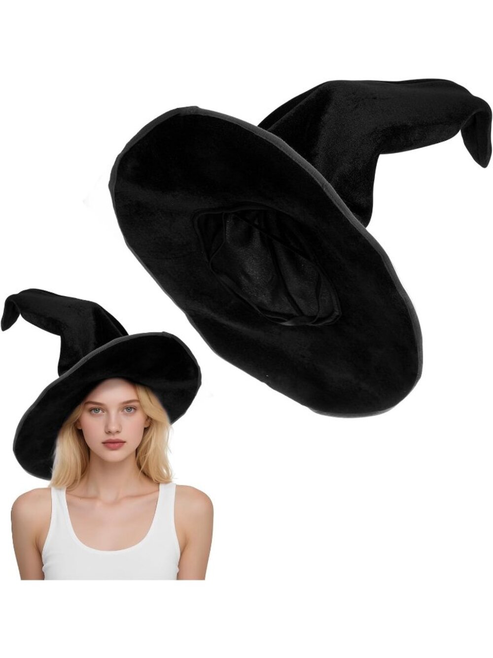 🎃Women's Black Wizard Hat Halloween Witch Hats Adjustable Fit Comfortable Hats